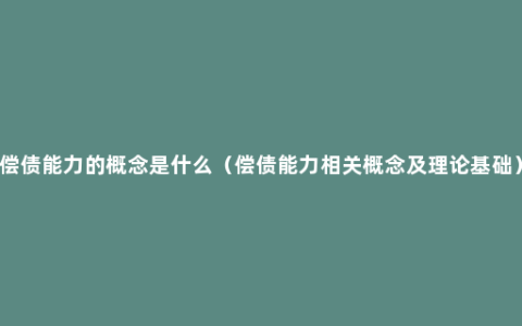 偿债能力的概念是什么（偿债能力相关概念及理论基础）