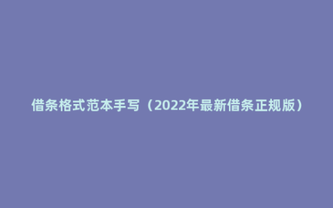 借条格式范本手写（2022年最新借条正规版）