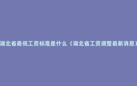 湖北省最低工资标准是什么（湖北省工资调整最新消息）