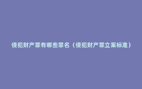 侵犯财产罪有哪些罪名（侵犯财产罪立案标准）