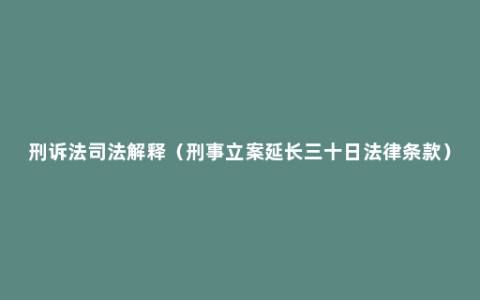 刑诉法司法解释（刑事立案延长三十日法律条款）