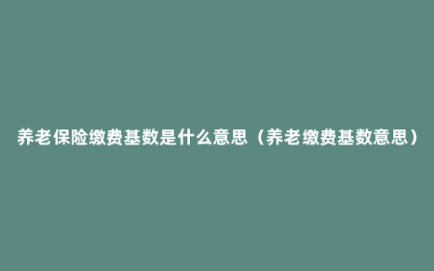 养老保险缴费基数是什么意思（养老缴费基数意思）