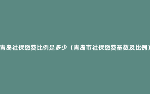 青岛社保缴费比例是多少（青岛市社保缴费基数及比例）