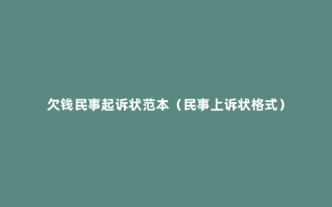 欠钱民事起诉状范本（民事上诉状格式）