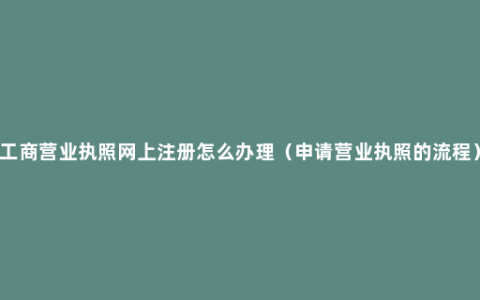 工商营业执照网上注册怎么办理（申请营业执照的流程）