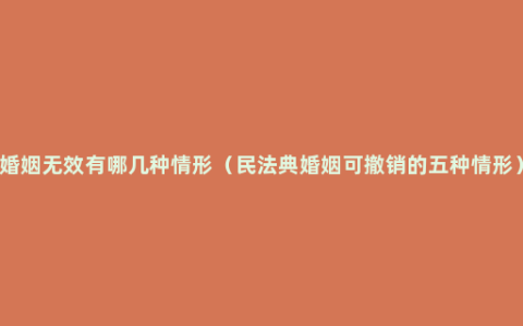 婚姻无效有哪几种情形（民法典婚姻可撤销的五种情形）