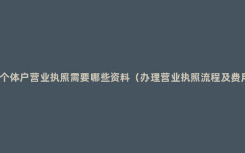 办个体户营业执照需要哪些资料（办理营业执照流程及费用）