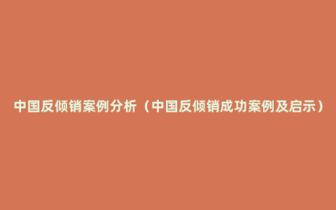 中国反倾销案例分析（中国反倾销成功案例及启示）