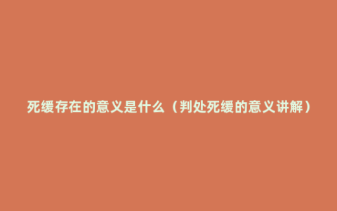 死缓存在的意义是什么（判处死缓的意义讲解）