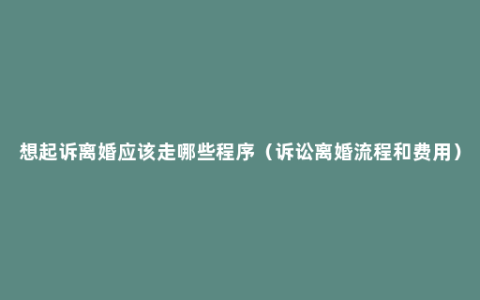 想起诉离婚应该走哪些程序（诉讼离婚流程和费用）