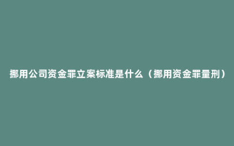 挪用公司资金罪立案标准是什么（挪用资金罪量刑）