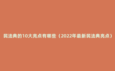 民法典的10大亮点有哪些（2022年最新民法典亮点）