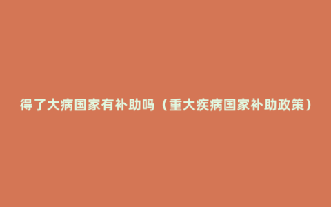 得了大病国家有补助吗（重大疾病国家补助政策）