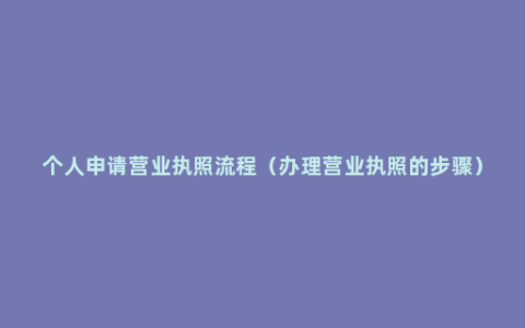 个人申请营业执照流程（办理营业执照的步骤）