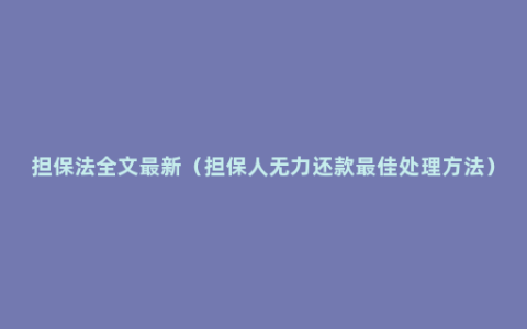 担保法全文最新（担保人无力还款最佳处理方法）