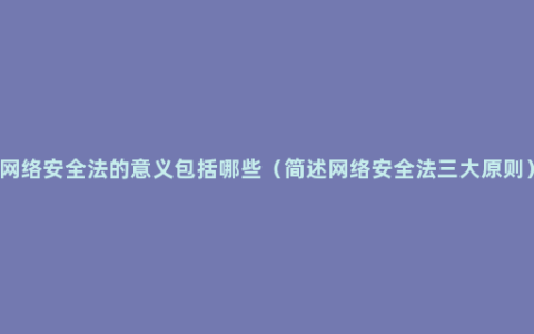 网络安全法的意义包括哪些（简述网络安全法三大原则）