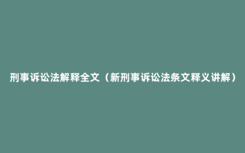 刑事诉讼法解释全文（新刑事诉讼法条文释义讲解）