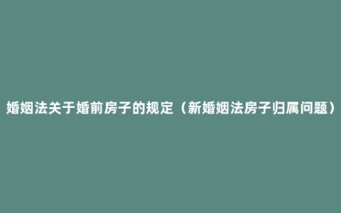 婚姻法关于婚前房子的规定（新婚姻法房子归属问题）