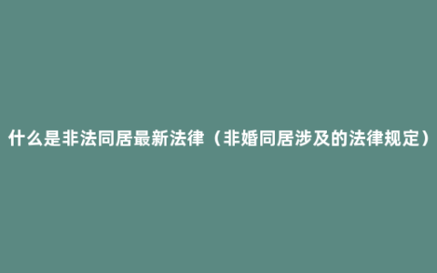 什么是非法同居最新法律（非婚同居涉及的法律规定）