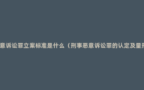 恶意诉讼罪立案标准是什么（刑事恶意诉讼罪的认定及量刑）