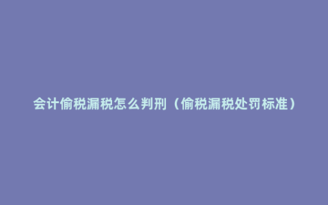 会计偷税漏税怎么判刑（偷税漏税处罚标准）