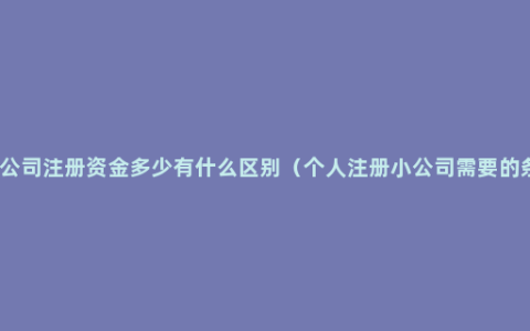 有限公司注册资金多少有什么区别（个人注册小公司需要的条件）