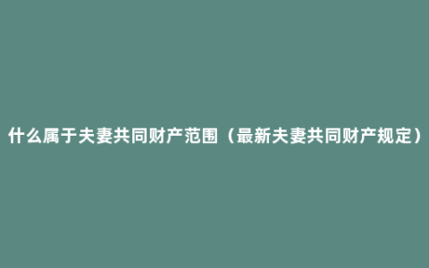 什么属于夫妻共同财产范围（最新夫妻共同财产规定）