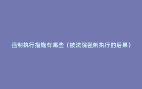 强制执行措施有哪些（被法院强制执行的后果）