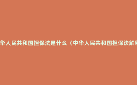 中华人民共和国担保法是什么（中华人民共和国担保法解释）