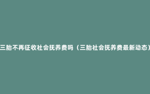 三胎不再征收社会抚养费吗（三胎社会抚养费最新动态）