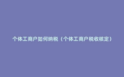 个体工商户如何纳税（个体工商户税收核定）