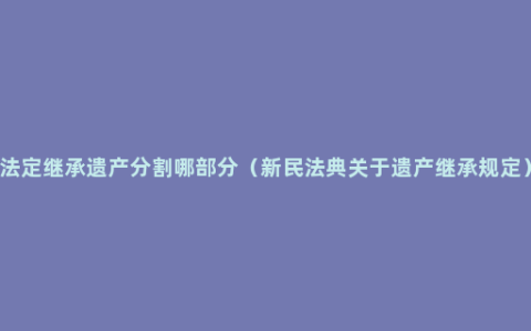 法定继承遗产分割哪部分（新民法典关于遗产继承规定）