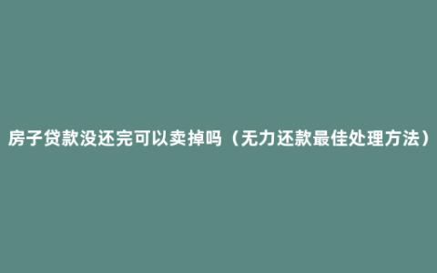 房子贷款没还完可以卖掉吗（无力还款最佳处理方法）