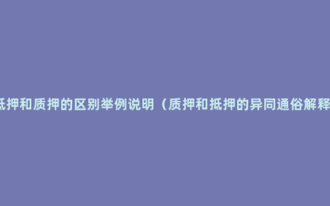 抵押和质押的区别举例说明（质押和抵押的异同通俗解释）