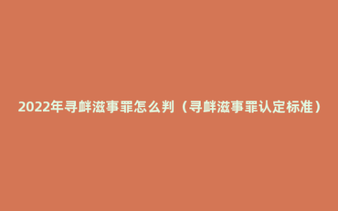 2022年寻衅滋事罪怎么判（寻衅滋事罪认定标准）