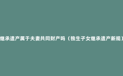 继承遗产属于夫妻共同财产吗（独生子女继承遗产新规）