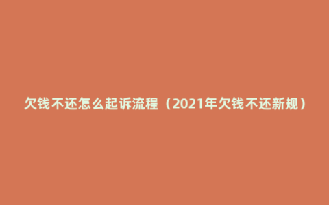 欠钱不还怎么起诉流程（2021年欠钱不还新规）