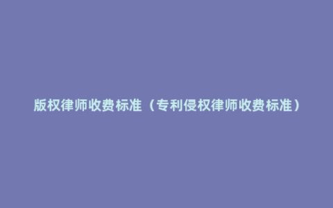 版权律师收费标准（专利侵权律师收费标准）