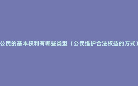 公民的基本权利有哪些类型（公民维护合法权益的方式）