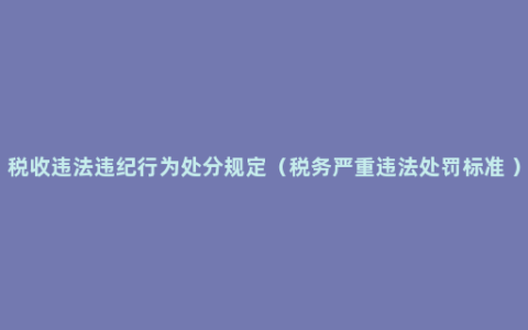 税收违法违纪行为处分规定（税务严重违法处罚标准 ）