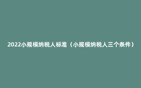 2022小规模纳税人标准（小规模纳税人三个条件）