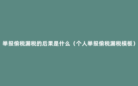 举报偷税漏税的后果是什么（个人举报偷税漏税模板）