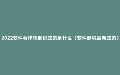 2022软件著作权退税政策是什么（软件退税最新政策）