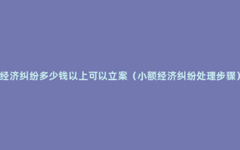 经济纠纷多少钱以上可以立案（小额经济纠纷处理步骤）