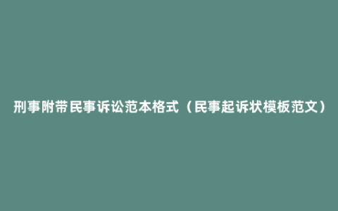 刑事附带民事诉讼范本格式（民事起诉状模板范文）