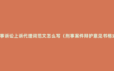 民事诉讼上诉代理词范文怎么写（刑事案件辩护意见书格式）