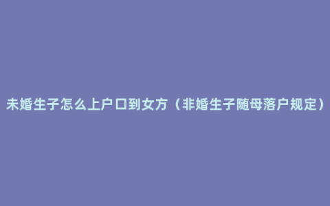 未婚生子怎么上户口到女方（非婚生子随母落户规定）