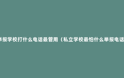 举报学校打什么电话最管用（私立学校最怕什么举报电话）