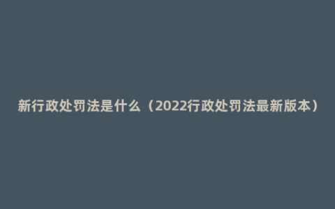 新行政处罚法是什么（2022行政处罚法最新版本）