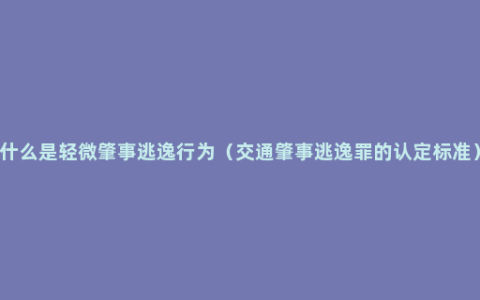 什么是轻微肇事逃逸行为（交通肇事逃逸罪的认定标准）